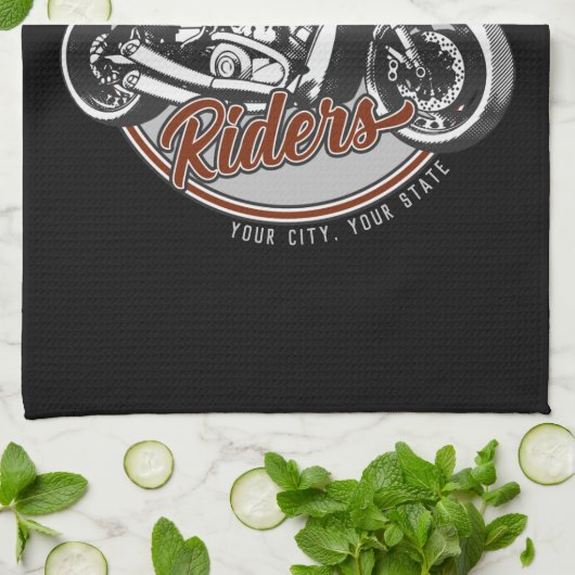 バイクパーソナライズされたレジェンダリーライダーバイクもしくは自転車に乗る人名 キッチンタオル (折り畳み)