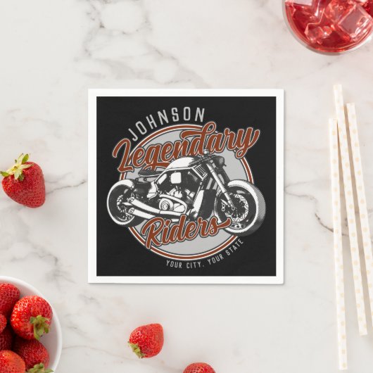 バイクパーソナライズされたレジェンダリーライダーバイクもしくは自転車に乗る人名 スタンダードカクテルナプキン (インサイチュ)