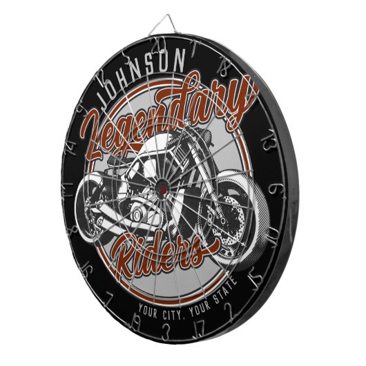 バイクパーソナライズされたレジェンダリーライダーバイクもしくは自転車に乗る人名 ダーツボード (正面右)