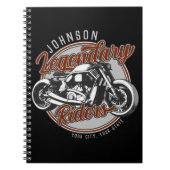 バイクパーソナライズされたレジェンダリーライダーバイクもしくは自転車に乗る人名 ノートブック (正面)