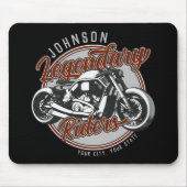 バイクパーソナライズされたレジェンダリーライダーバイクもしくは自転車に乗る人名 マウスパッド (正面)