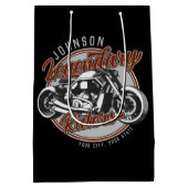 バイクパーソナライズされたレジェンダリーライダーバイクもしくは自転車に乗る人名 ミディアムペーパーバッグ (裏面)