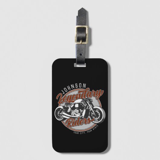 バイクパーソナライズされたレジェンダリーライダーバイクもしくは自転車に乗る人名 ラゲッジタグ (正面縦)