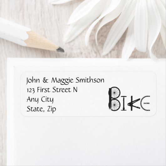 バイクパーツで作られたBIKEワードのカスタムアドレス ラベル (インサイチュ)