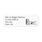 バイクパーツで作られたBIKEワードのカスタムアドレス ラベル (正面)