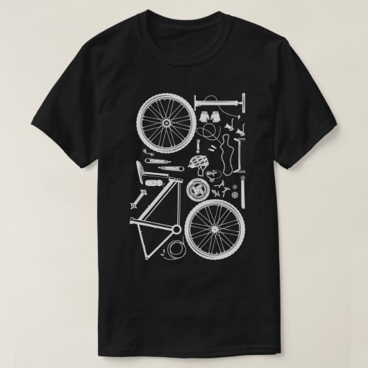 バイクパーツダウンヒルライダーマウンテンバイクMBサイクリング Tシャツ (デザイン正面)
