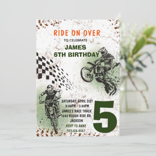バイクパーティーの招待状 ダートバイクパーティーの招待状 招待状 (スタンド正面)