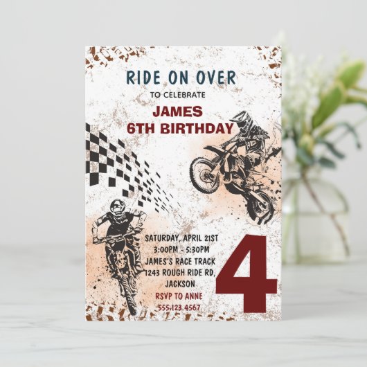 バイクパーティーの招待状 ダートバイクパーティーの招待状 招待状 (スタンド正面)