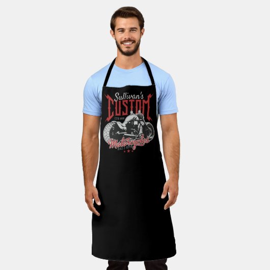 バイクビッグパーソナライズされたバートバイクバイクもしくは自転車に乗る人ガレージ エプロン (着用した状態)