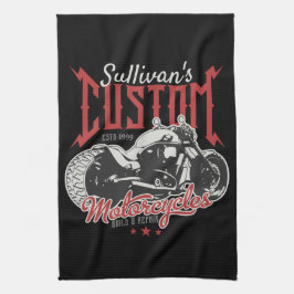 バイクビッグパーソナライズされたバートバイクバイクもしくは自転車に乗る人ガレージ キッチンタオル