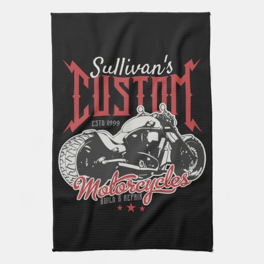 バイクビッグパーソナライズされたバートバイクバイクもしくは自転車に乗る人ガレージ キッチンタオル (縦)