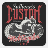 バイクビッグパーソナライズされたバートバイクバイクもしくは自転車に乗る人ガレージ スクエアシール (正面)