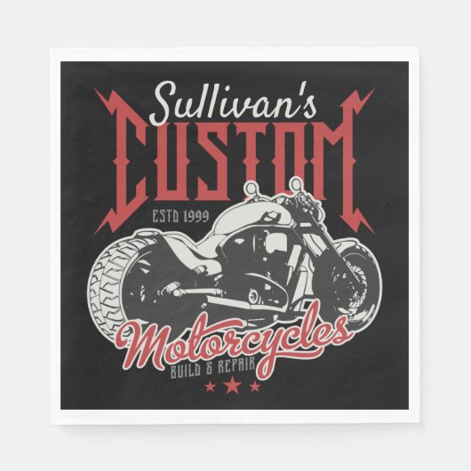 バイクビッグパーソナライズされたバートバイクバイクもしくは自転車に乗る人ガレージ スタンダードランチョンナプキン (正面)