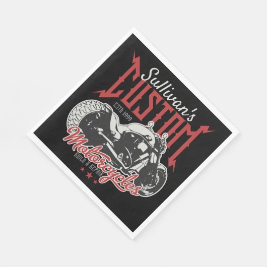バイクビッグパーソナライズされたバートバイクバイクもしくは自転車に乗る人ガレージ スタンダードランチョンナプキン (角)