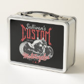 バイクビッグパーソナライズされたバートバイクバイクもしくは自転車に乗る人ガレージ メタルランチボックス (裏面)