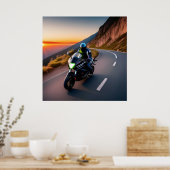バイクファンに贈る、山々を走る風景のバイクツーリング ポスター (キッチン)
