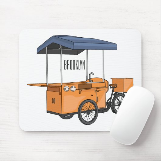 バイクフードカート漫画イラストレーション マウスパッド (マウス)