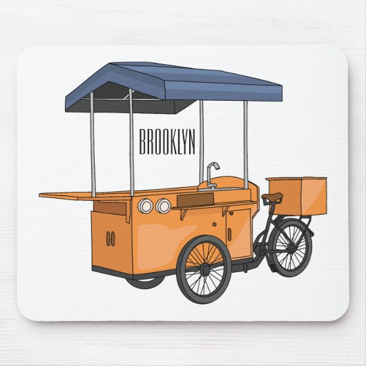 バイクフードカート漫画イラストレーション マウスパッド (正面)