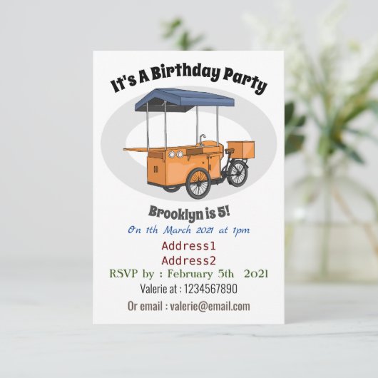 バイクフードカート漫画イラストレーション 招待状 (スタンド正面)