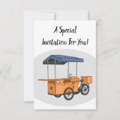 バイクフードカート漫画イラストレーション 招待状 (裏面)