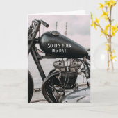 バイクブリティッシュツインシリンダーライダー誕生日 カード (黄色い花)