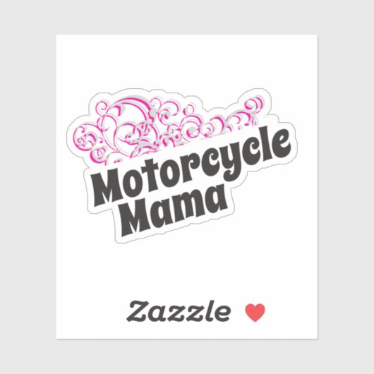 バイクママ女性のバイクもしくは自転車に乗る人とグラフィック渦巻形の シール (シート)