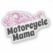 バイクママ女性のバイクもしくは自転車に乗る人とグラフィック渦巻形の シール (正面)