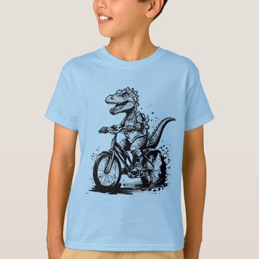 バイクモダンキッズベースTシャツの恐竜 – Blu Tシャツ (正面)