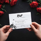 バイクモダンバイクもしくは自転車に乗る人をテーマにした結婚式RSVPカード 出欠カード