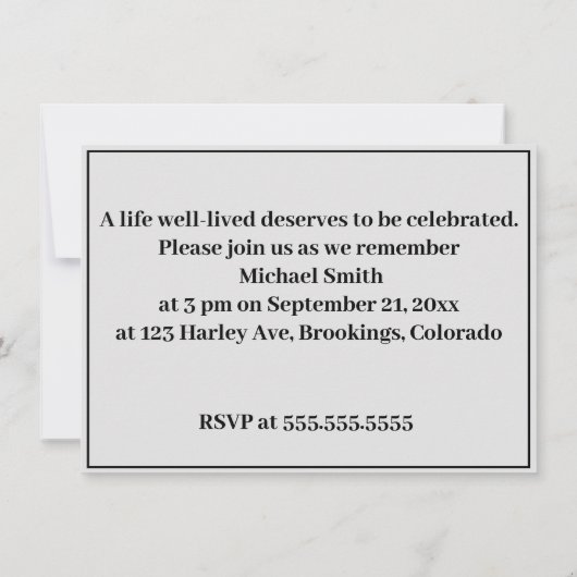 バイクモダンルお祝いのライフ 招待状 (裏面)