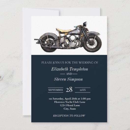 バイクモダン素朴ビーヴィンテージウェディング 招待状 (正面)