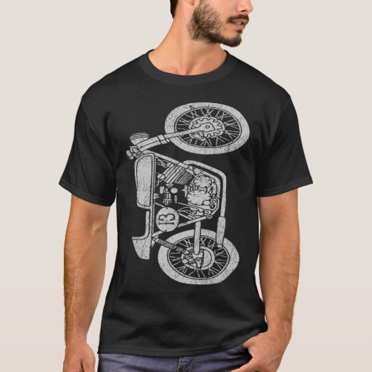 バイクライダーカフェレーサー クラシックバイク Tシャツ (正面)