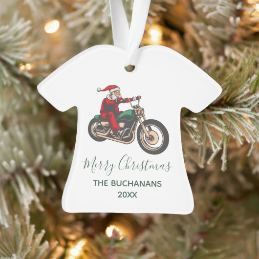 バイクライダーサンタパーソナライズされたクリスマスファミリー オーナメント (ツリー)