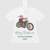 バイクライダーサンタパーソナライズされたクリスマスファミリー オーナメント (裏面)