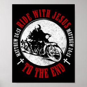 バイクリスチャンバイクもしくは自転車に乗る人信仰とイエス ポスター