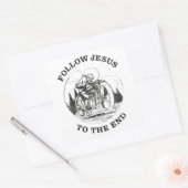 バイクリスチャン信仰：後を追イエスバイクもしくは自転車に乗る人 スクエアシール (封筒)