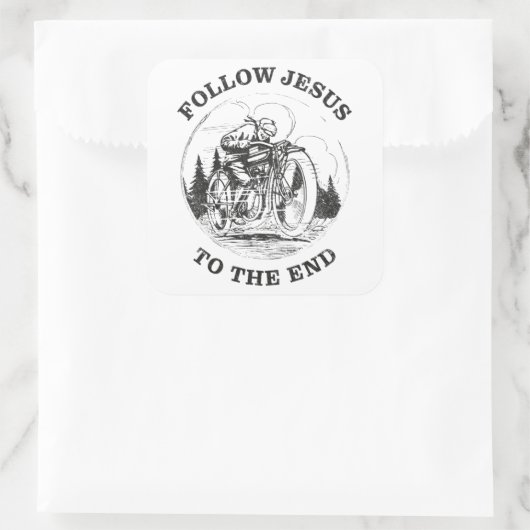 バイクリスチャン信仰:後を追イエスバイクもしくは自転車に乗る人 スクエアシール (バッグ)