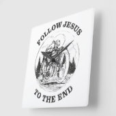 バイクリスチャン信仰：後を追イエスバイクもしくは自転車に乗る人 スクエア壁時計 (傾斜)