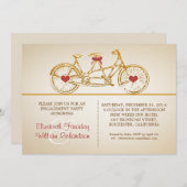 バイクルかわいい婚約パーティ招待状 招待状 (正面/裏面)