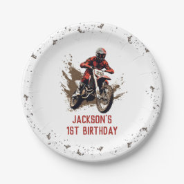 バイクレッドダートバイクバースデーパーティー ペーパープレート