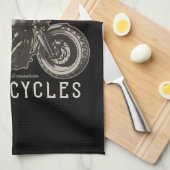 バイクレパーソナライズされたベルクルーザーバイクもしくは自転車に乗る人ガレージ キッチンタオル (四つ折り)