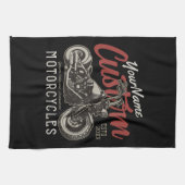 バイクレパーソナライズされたベルクルーザーバイクもしくは自転車に乗る人ガレージ キッチンタオル (横)