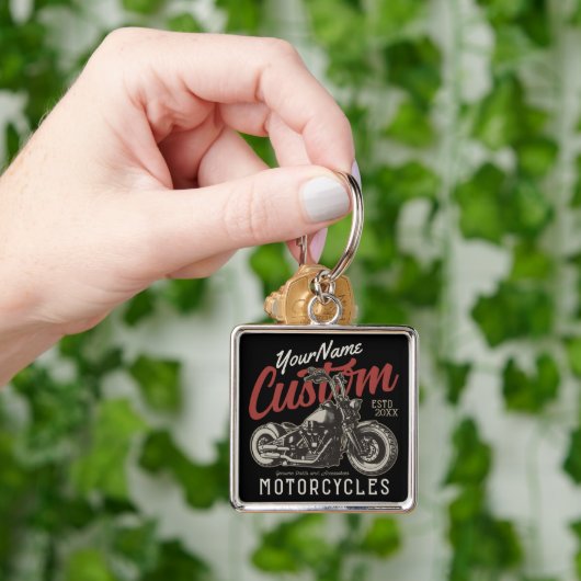 バイクレパーソナライズされたベルクルーザーバイクもしくは自転車に乗る人ガレージ キーホルダー (手)