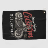 バイクレパーソナライズされたベルクルーザーバイクもしくは自転車に乗る人ガレージ ゴルフタオル (横)