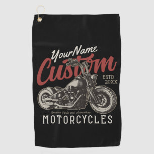 バイクレパーソナライズされたベルクルーザーバイクもしくは自転車に乗る人ガレージ ゴルフタオル