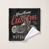 バイクレパーソナライズされたベルクルーザーバイクもしくは自転車に乗る人ガレージ バスタオルセット (ウォッシュタオル)