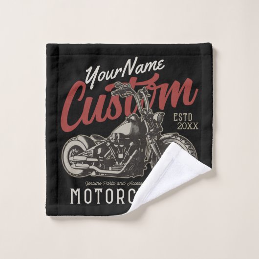 バイクレパーソナライズされたベルクルーザーバイクもしくは自転車に乗る人ガレージ バスタオルセット (ウォッシュタオル)