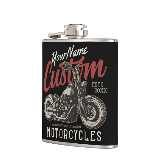 バイクレパーソナライズされたベルクルーザーバイクもしくは自転車に乗る人ガレージ フラスク (左)