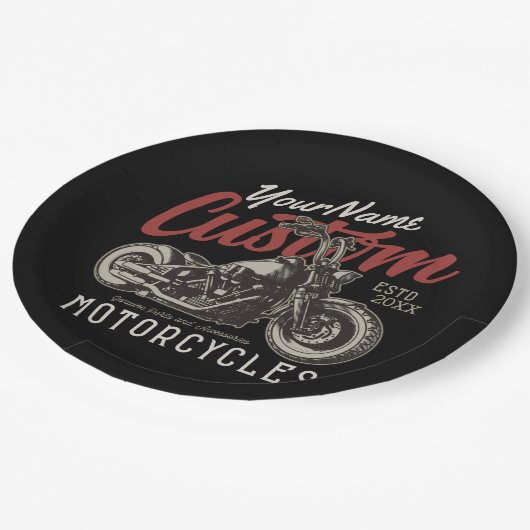 バイクレパーソナライズされたベルクルーザーバイクもしくは自転車に乗る人ガレージ ペーパープレート (アングル)