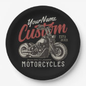 バイクレパーソナライズされたベルクルーザーバイクもしくは自転車に乗る人ガレージ ペーパープレート (正面)